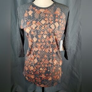 NWT Lularoe Randy, dark gray, peach, and light red pattern, size XS